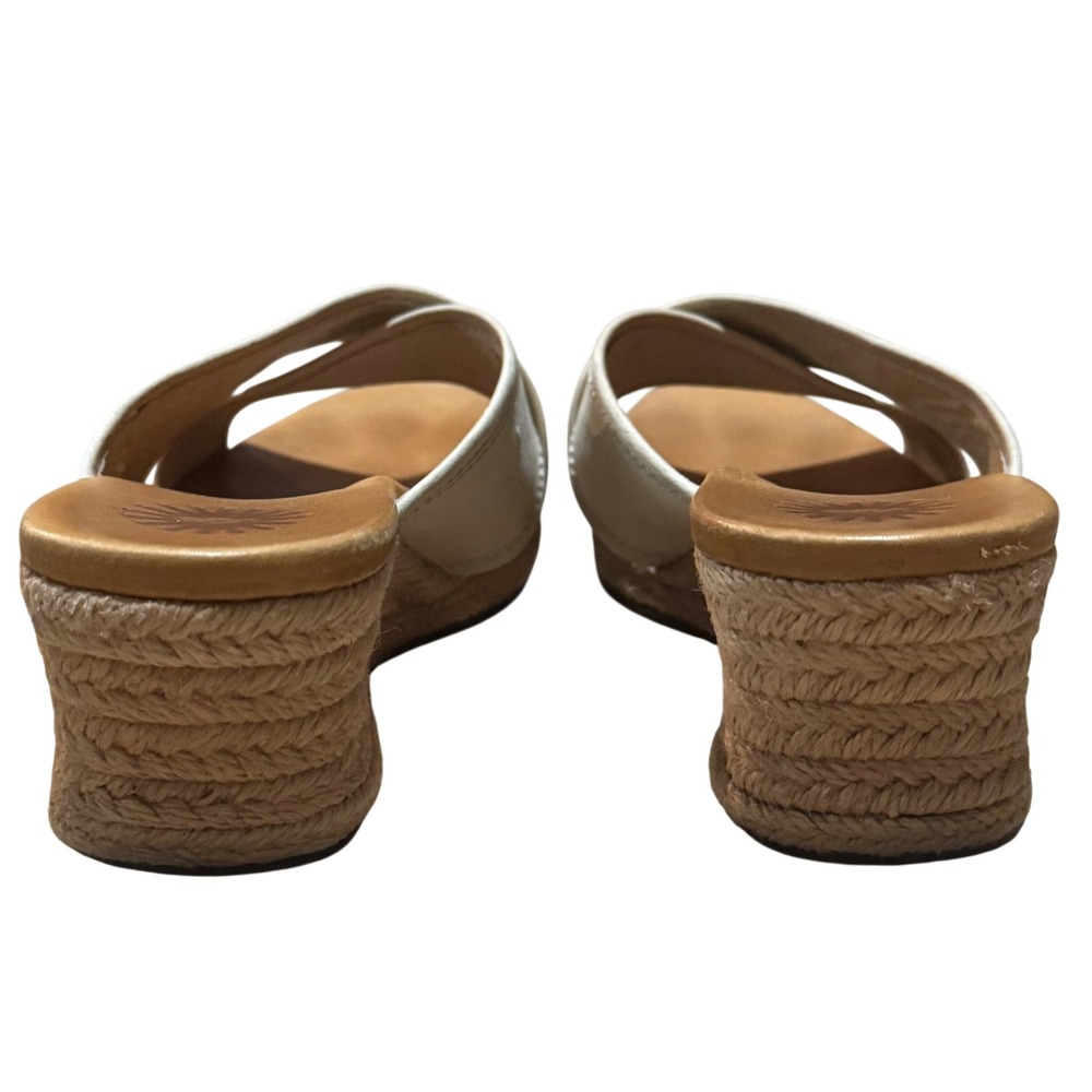 UGG Gwyn Beige Leather Espadrille Wedge Slide Sandals Women's Size 7 - Picture 10 of 13